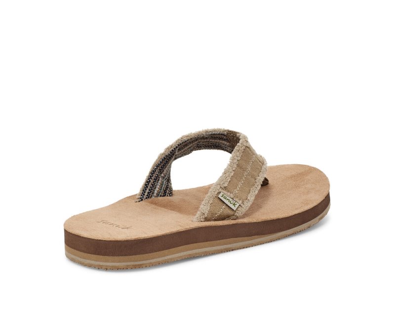 Sanuk Fraid Not Soft Top Eco Friendly Men's Flip Flops Beige | Canada 255KOR